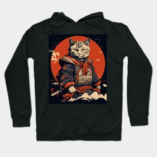 Japanese art Cat Ninja ukiyo-e Anime Stye Samurai Cat Hoodie